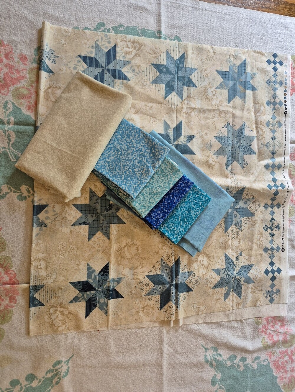 FABRIC!  Blue Star Quilt Fabric 44" X 23.5" CONFETTI cuts 44" X 18.5" PLUS
